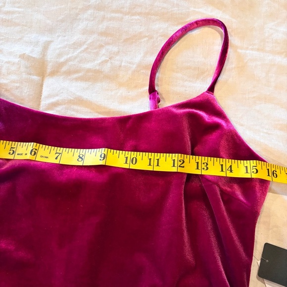 NWT City Vibe Velvet Fringe Asymmetrical Hem Bodycon Dress in Berry, size 11 - Picture 11 of 15